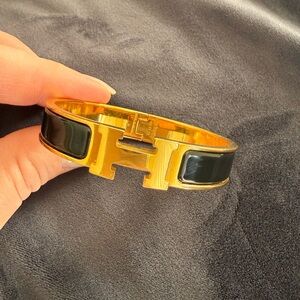 Hermes Gold and Black Cuff Bracelet